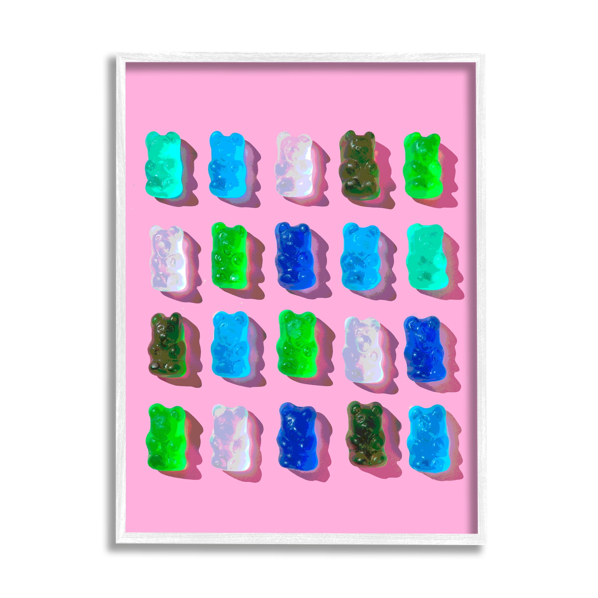 Stupell Industries Gummy Candy Bears Pattern Food & Beverage Painting White Framed Art Print Wall Art, 24 x 30