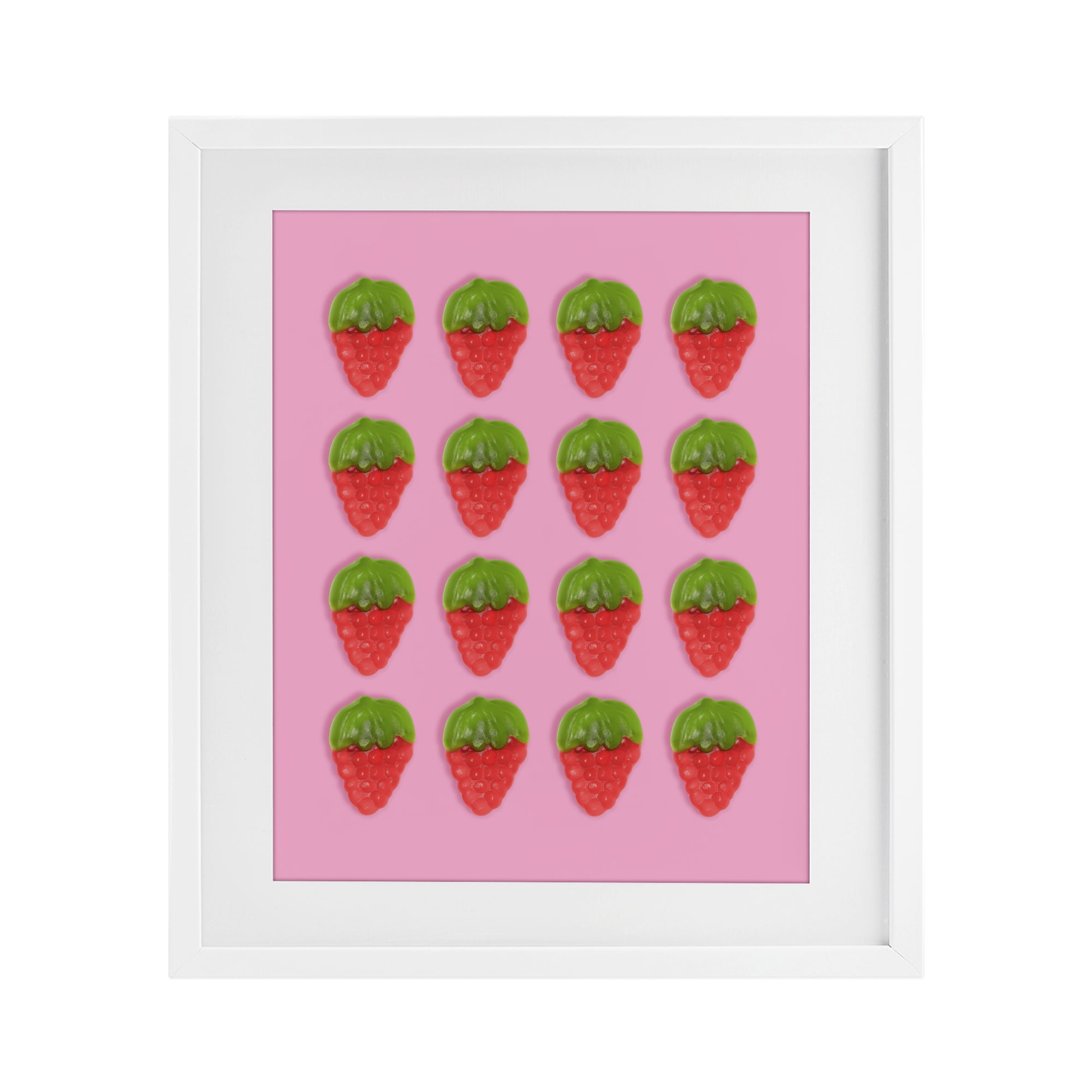 Stupell Industries Gummy Strawberry Candy Pattern White Framed Print Under Glass, design by LISH Creative