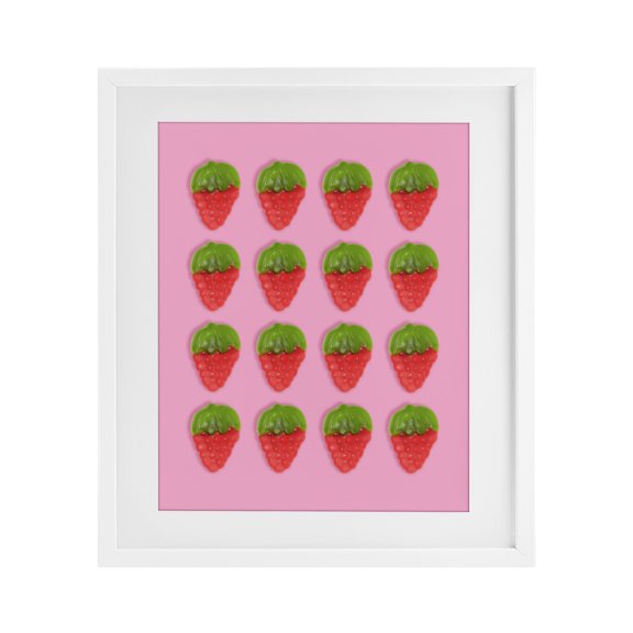 Stupell Industries Gummy Strawberry Candy Pattern White Framed Print Under Glass, design by LISH Creative
