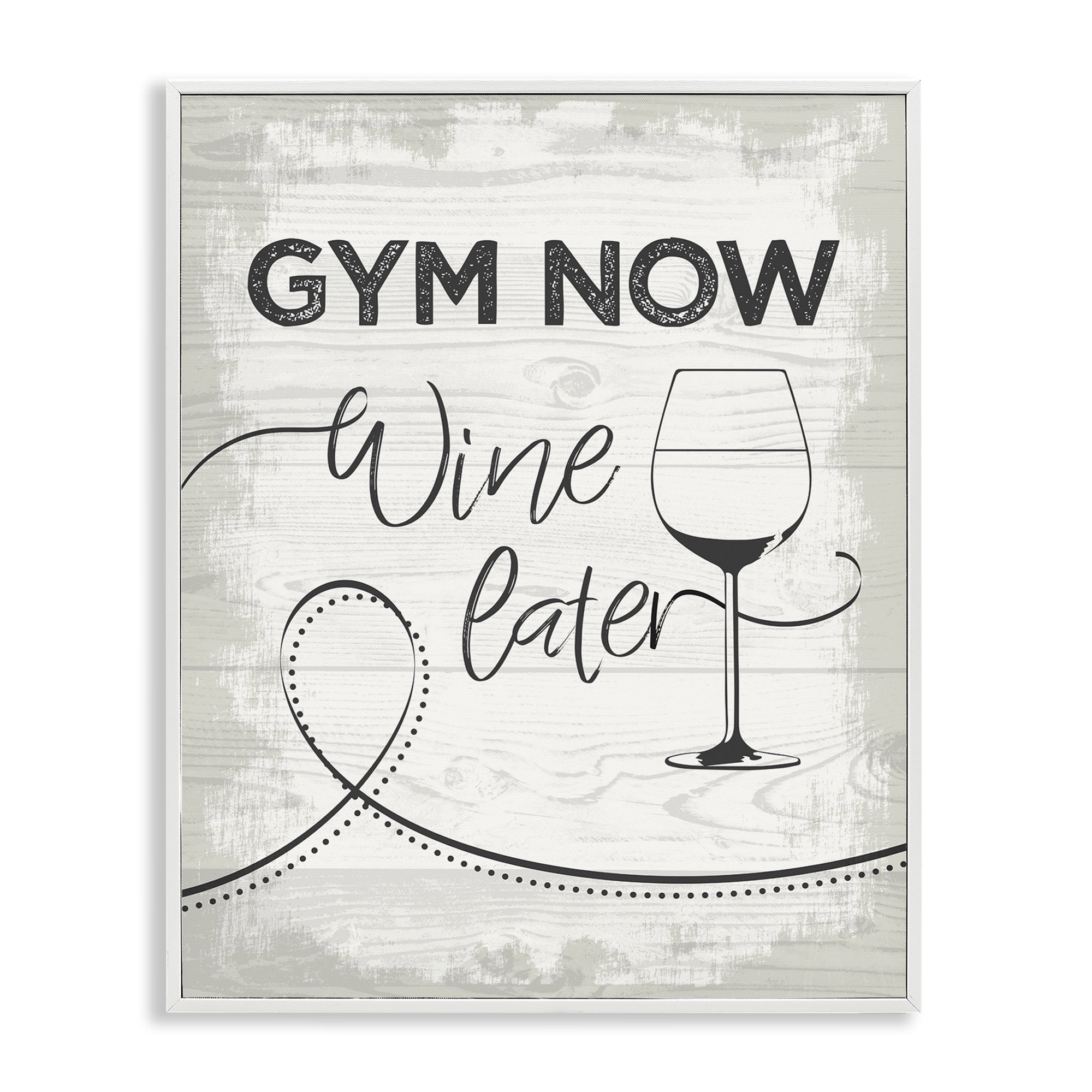 Stupell Industries Gym Now Wine Later Food & Beverage Painting White Framed Art Print Wall Art, 11 x 14