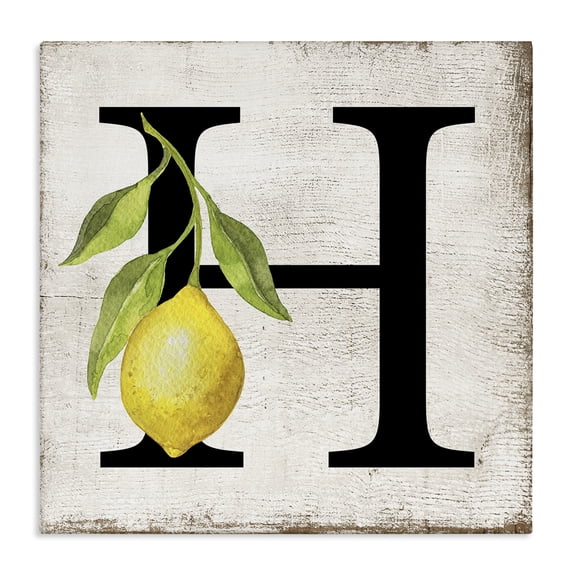 Stupell Industries French Country H with Lemon Letter Canvas Art, 17 x 17, by Creatif Belle