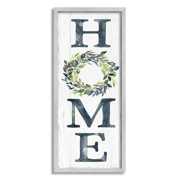 Stupell Industries HOME Sign Garland Twig Plant Leaves ,10 x 24, Design by Kristen Brockmon