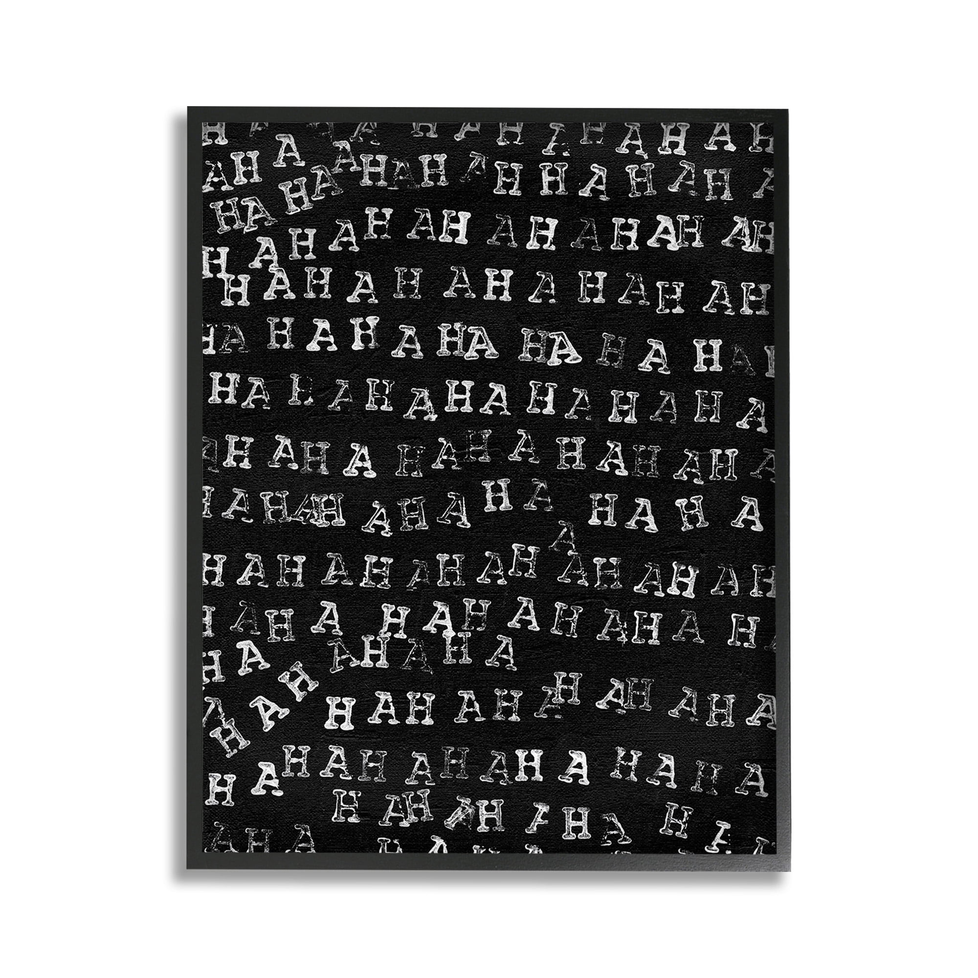 Stupell Industries Haha Typography Pattern Abstract Painting Black Framed Art Print Wall Art, 11 x 14