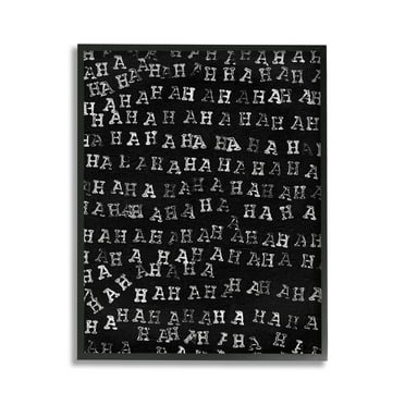 Stupell Industries Haha Typography Pattern Abstract Painting Black Framed Art Print Wall Art, 11 x 14