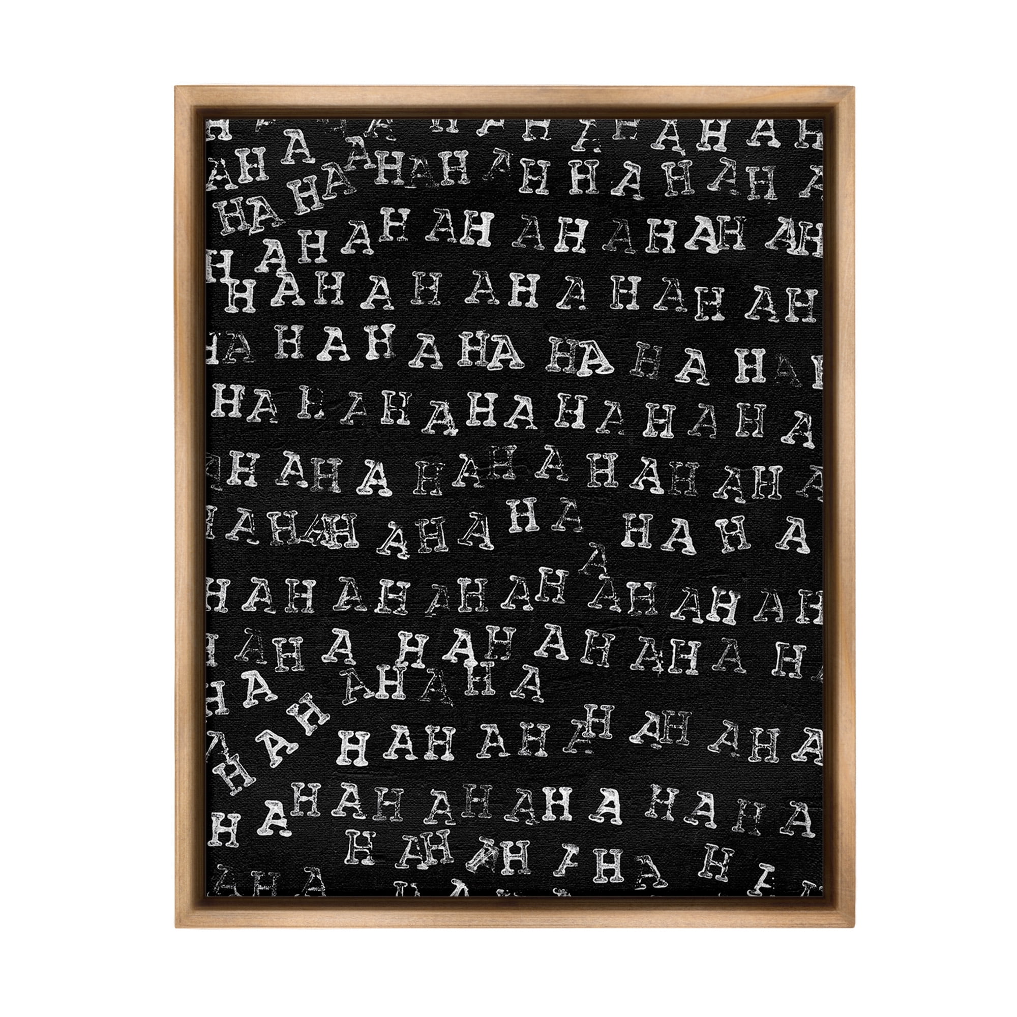 Stupell Industries Haha Typography Pattern Abstract Painting Brown Floater Framed Canvas Art Print Wall Art, 25 x 31