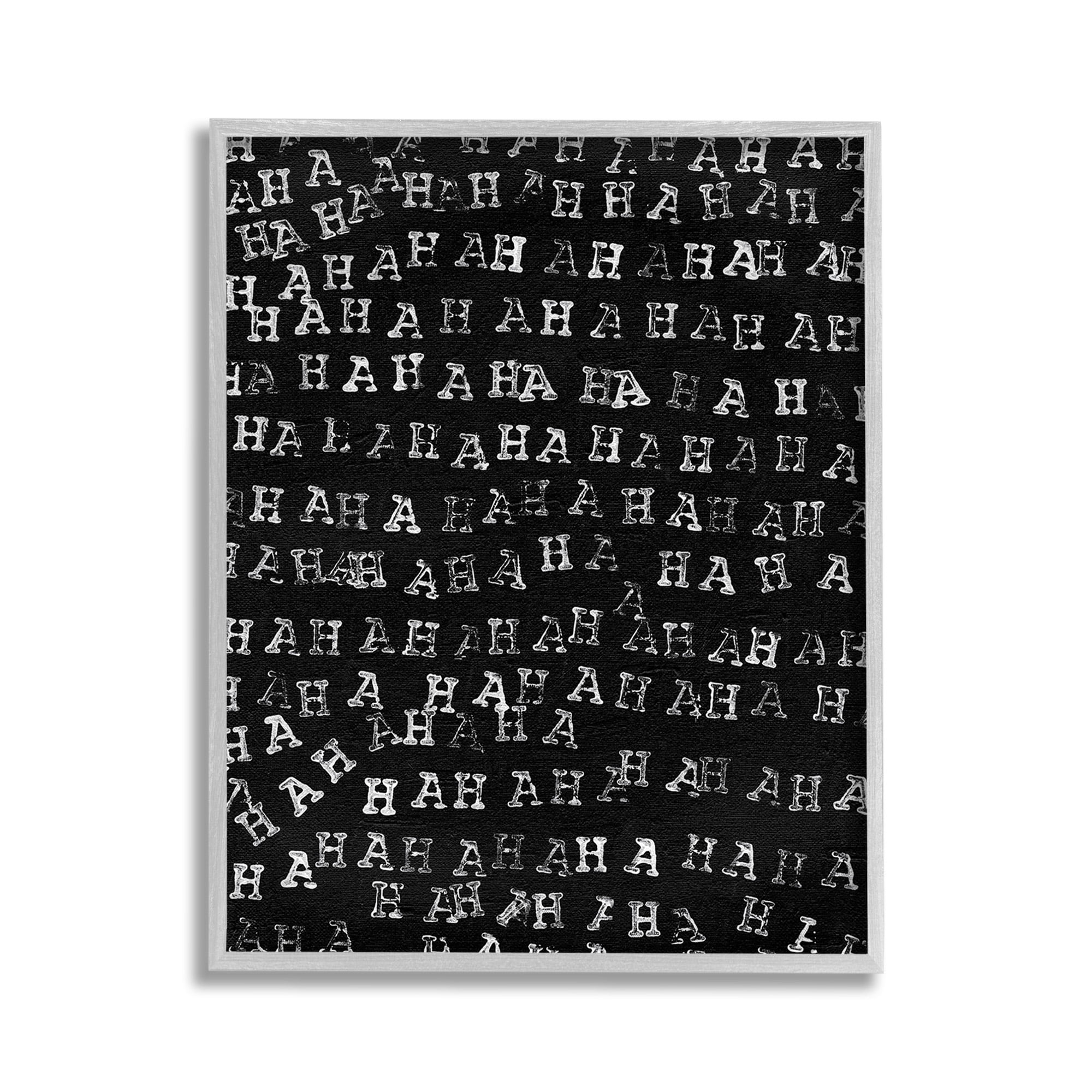 Stupell Industries Haha Typography Pattern Abstract Painting Gray Framed Art Print Wall Art, 11 x 14