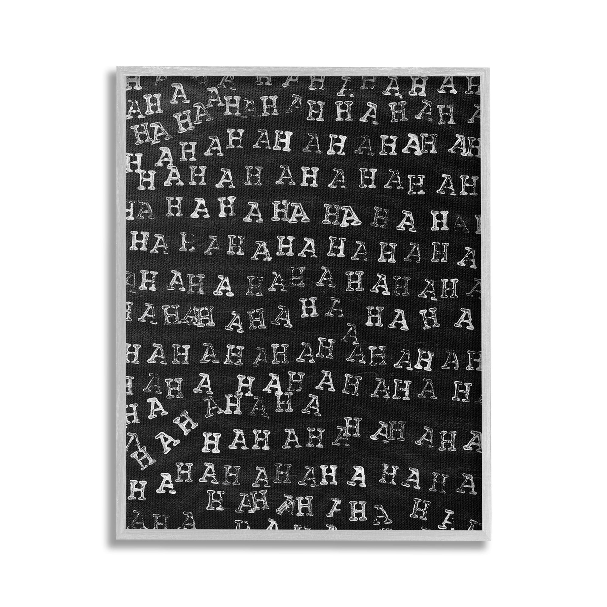 Stupell Industries Haha Typography Pattern Abstract Painting Gray Framed Art Print Wall Art, 24 x 30