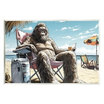 Stupell Industries Hairy Monster on Beach Fairy Tales & Fantasy Painting Unframed Art Print Wall Art, 15 x 10