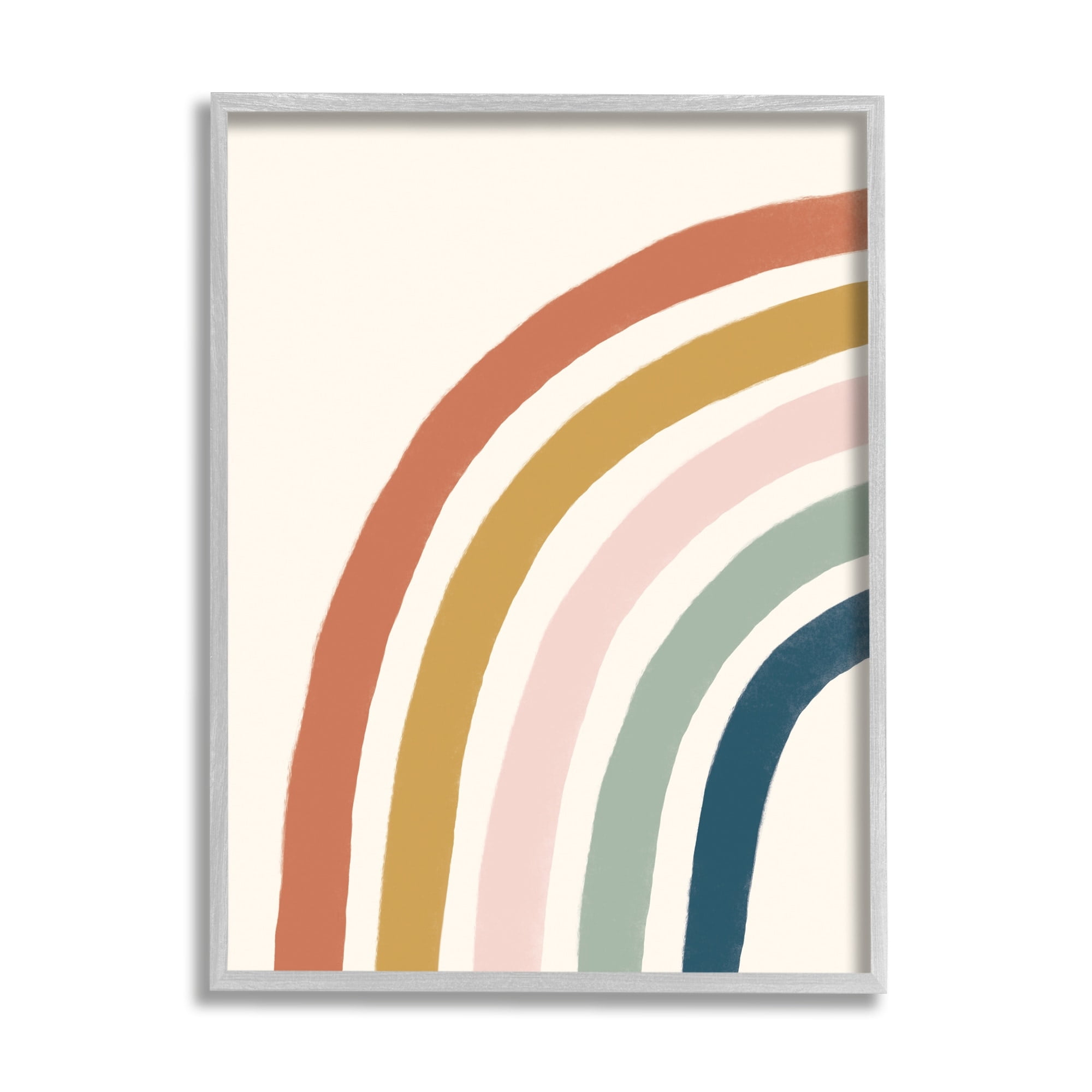 Stupell Industries Half Arch Children's Rainbow Boho Toned Stripes Graphic Art Gray Framed Art Print Wall Art, 16x20, by Deborah Curiel