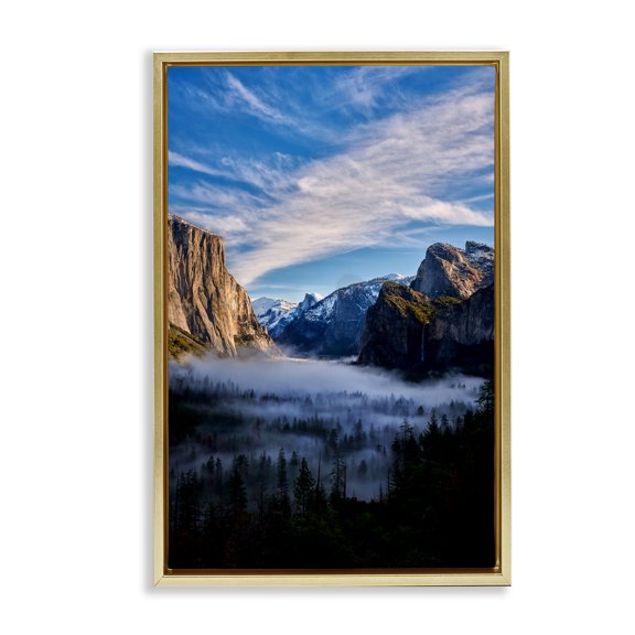Stupell Industries Half Dome With Fog Gold Framed Floater Canvas Wall Art, design by Jon Evan