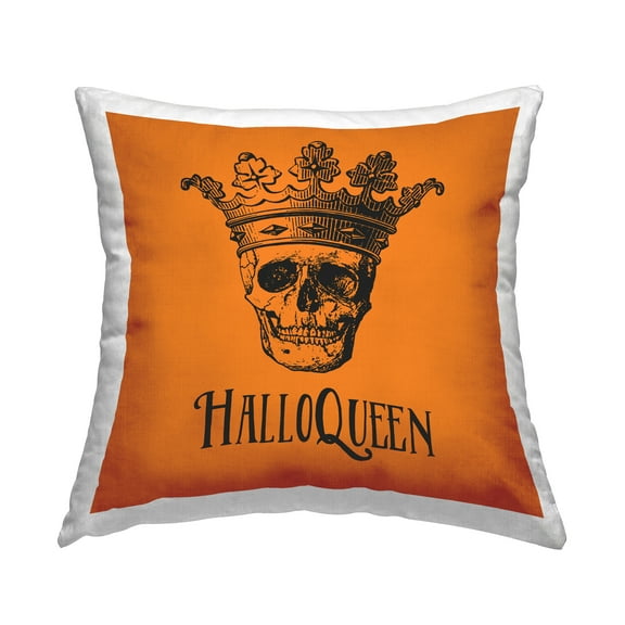 Stupell Industries HalloQueen Halloween Skull Square Decorative Printed Throw Pillow, 18 x 18