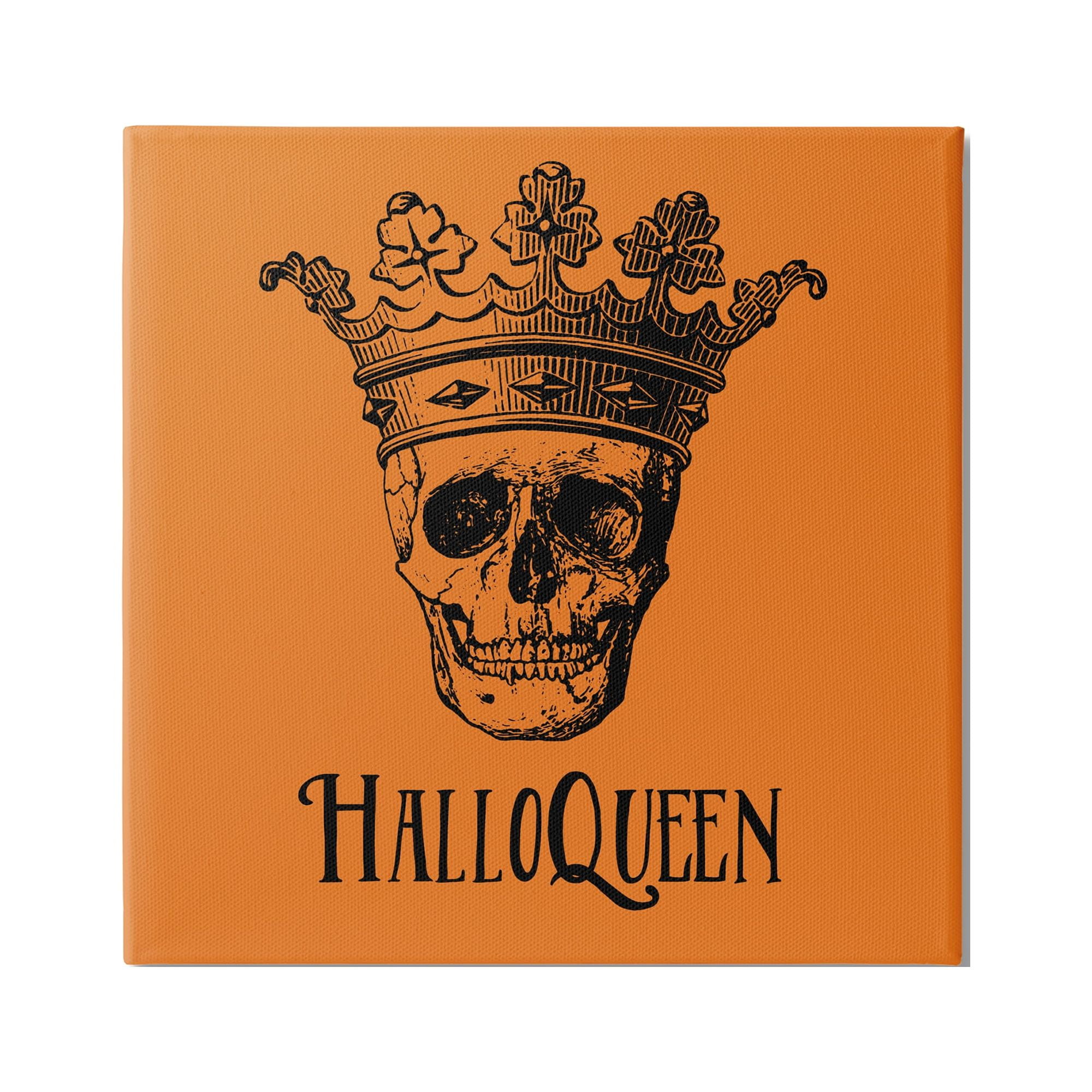Stupell Industries HalloQueen Skull in Crown Holiday Painting Gallery Wrapped Canvas Print Wall Art, 30 x 30