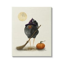 Stupell Industries Halloween Black Bird Witch Holiday Painting Gallery Wrapped Canvas Print Wall Art