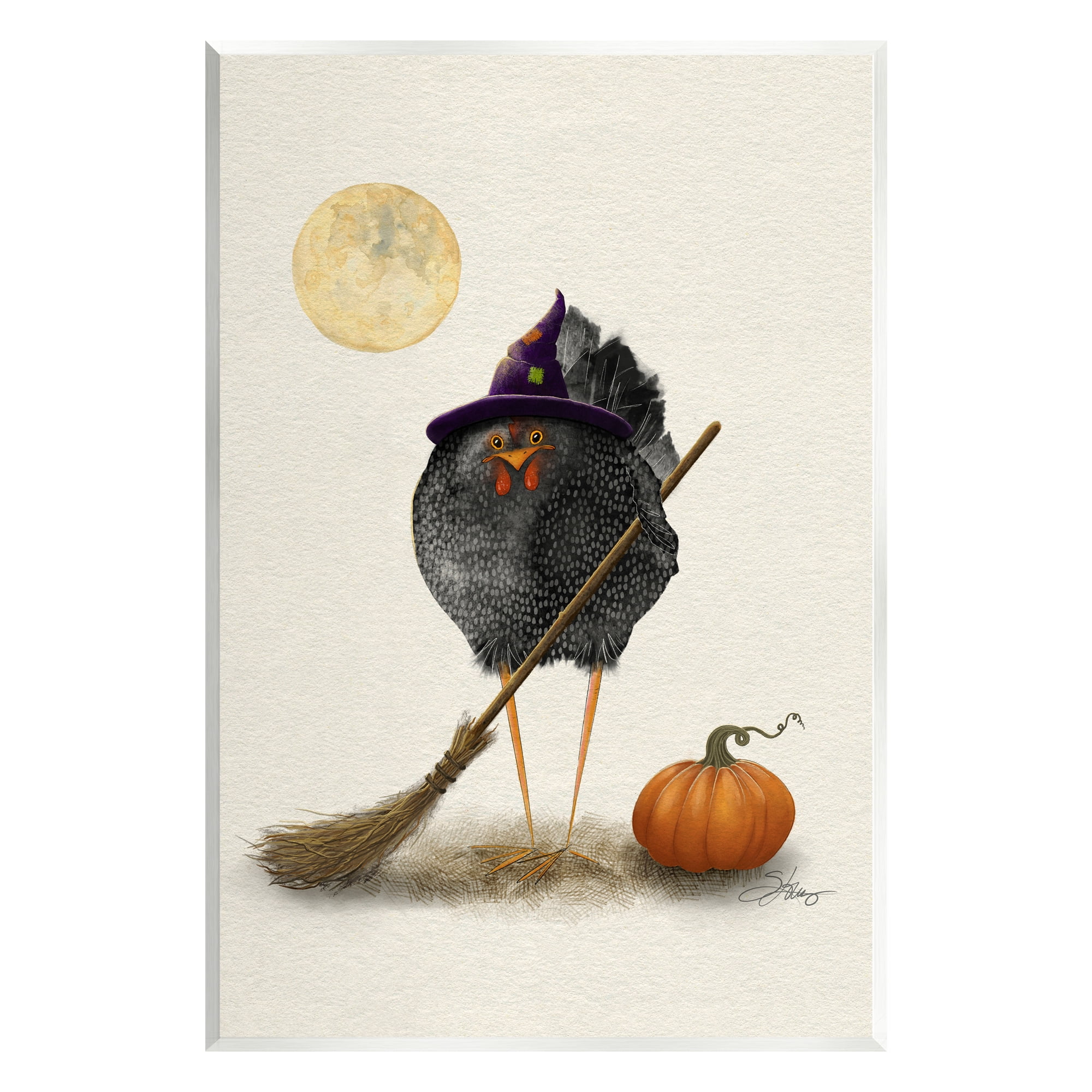 Stupell Industries Halloween Black Bird Witch Holiday Painting Unframed Art Print Wall Art