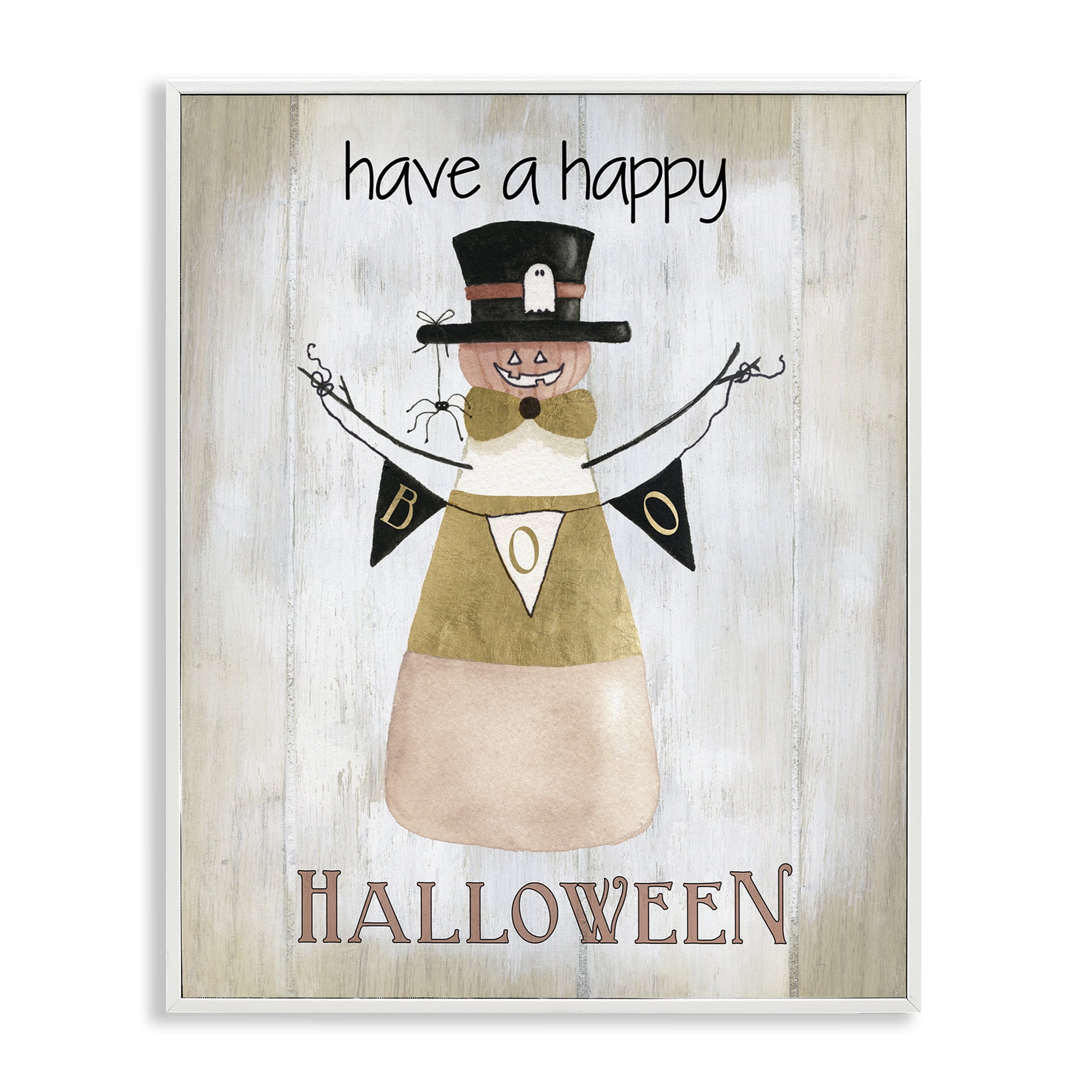 Stupell Industries Halloween Candy Corn Holiday Painting White Framed Art Print Wall Art, 11 x 14