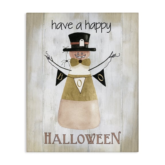Stupell Industries Halloween Candy Corn Holiday Painting Wrapped Canvas Art Print Wall Art, 16 x 20
