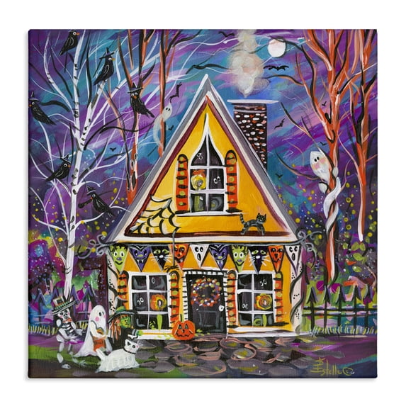 Stupell Industries Eclectic Halloween Costume Party House Canvas Art, 24 x 24, by Estelle Grengs