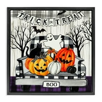 Stupell Industries Halloween Filled Truck Holiday Painting Black Floater Framed Canvas Art Print Wall Art, 18 x 18