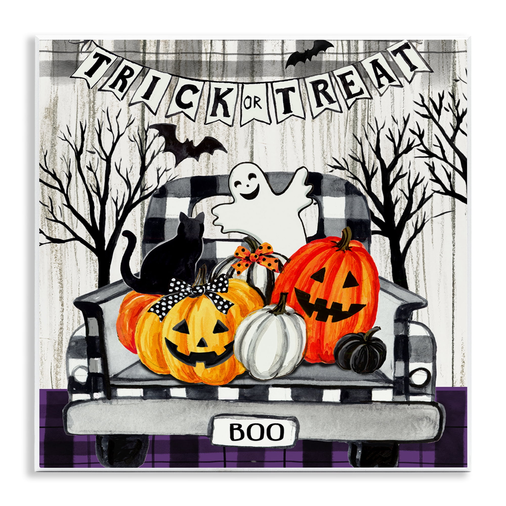 Stupell Industries Halloween Filled Truck Holiday Painting Unframed Art Print Wall Art, 12 x 12