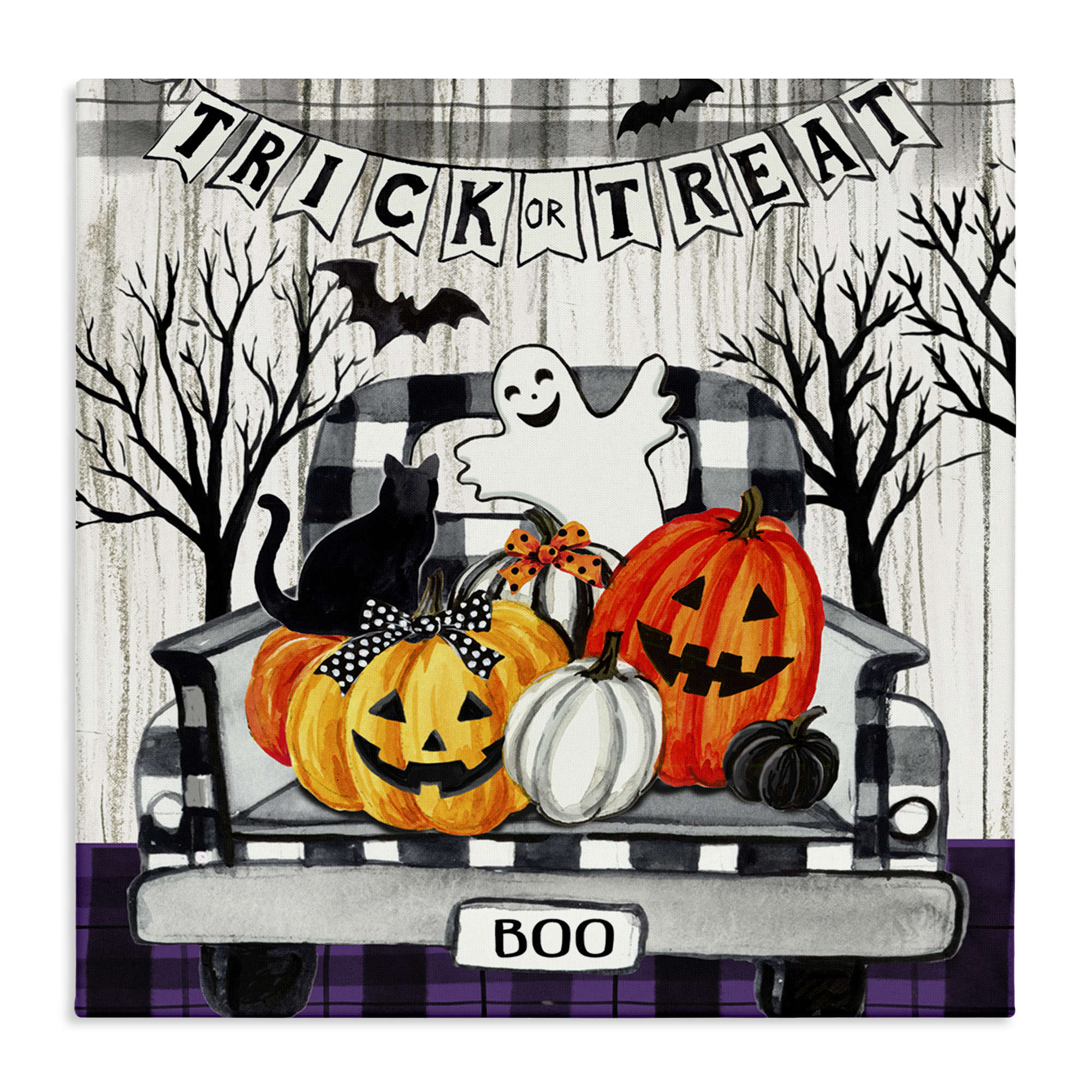 Stupell Industries Halloween Filled Truck Holiday Painting Wrapped Canvas Art Print Wall Art, 30 x 30