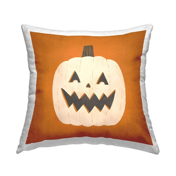 Stupell Industries Halloween Happy Jack-o-Lantern Printed Throw Pillow Design by Loni Harris