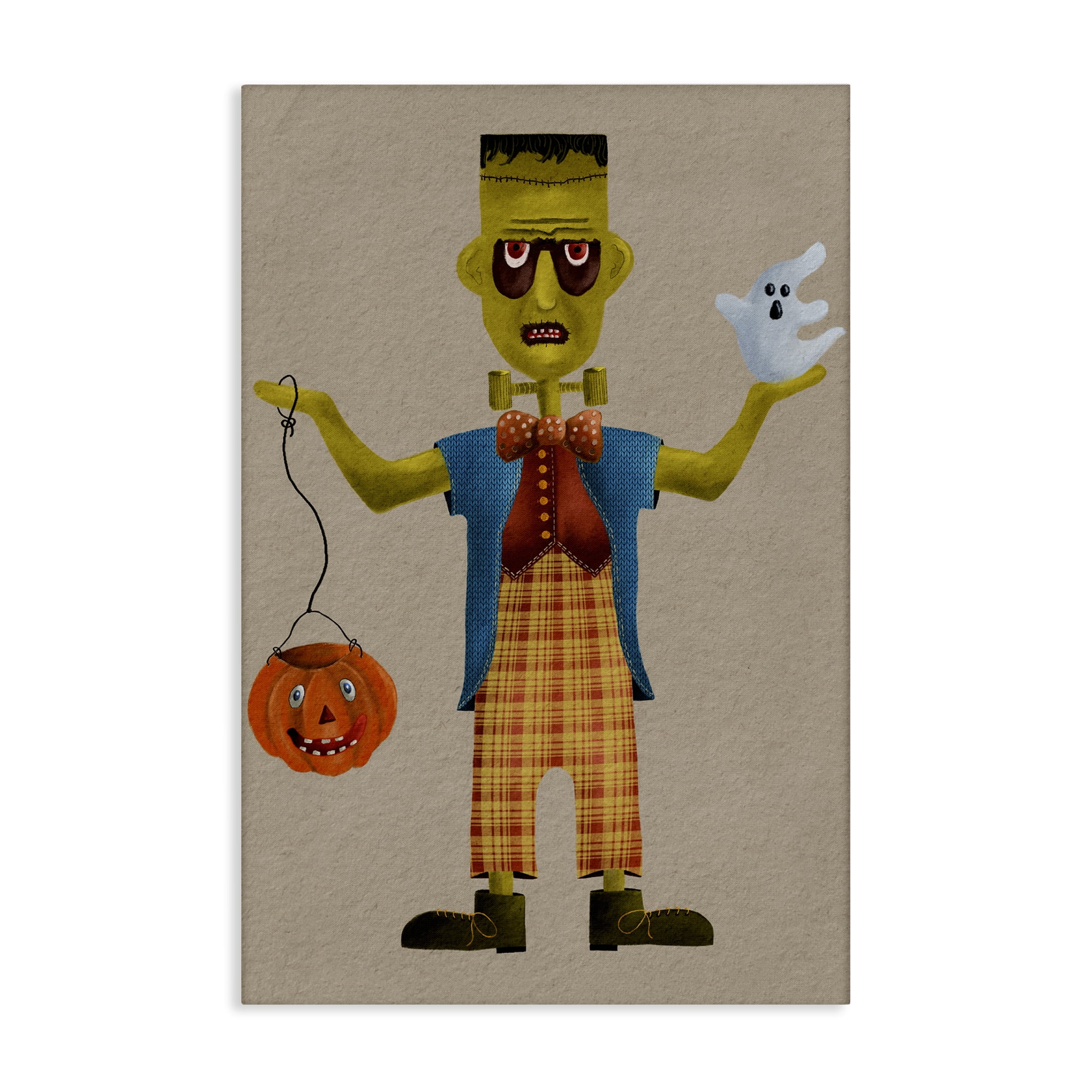 Stupell Industries Halloween Monster & Ghost Holiday Painting Gallery Wrapped Canvas Art Print Wall Art, 30 x 45
