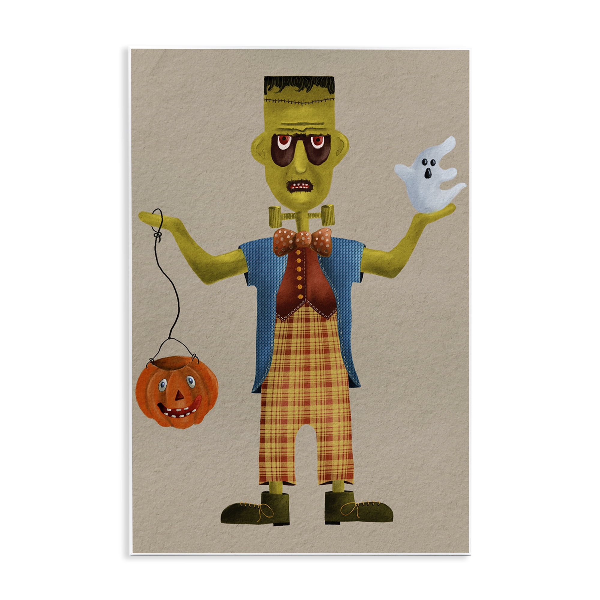 Stupell Industries Halloween Monster & Ghost Holiday Painting Unframed Art Print Wall Art, 13 x 19