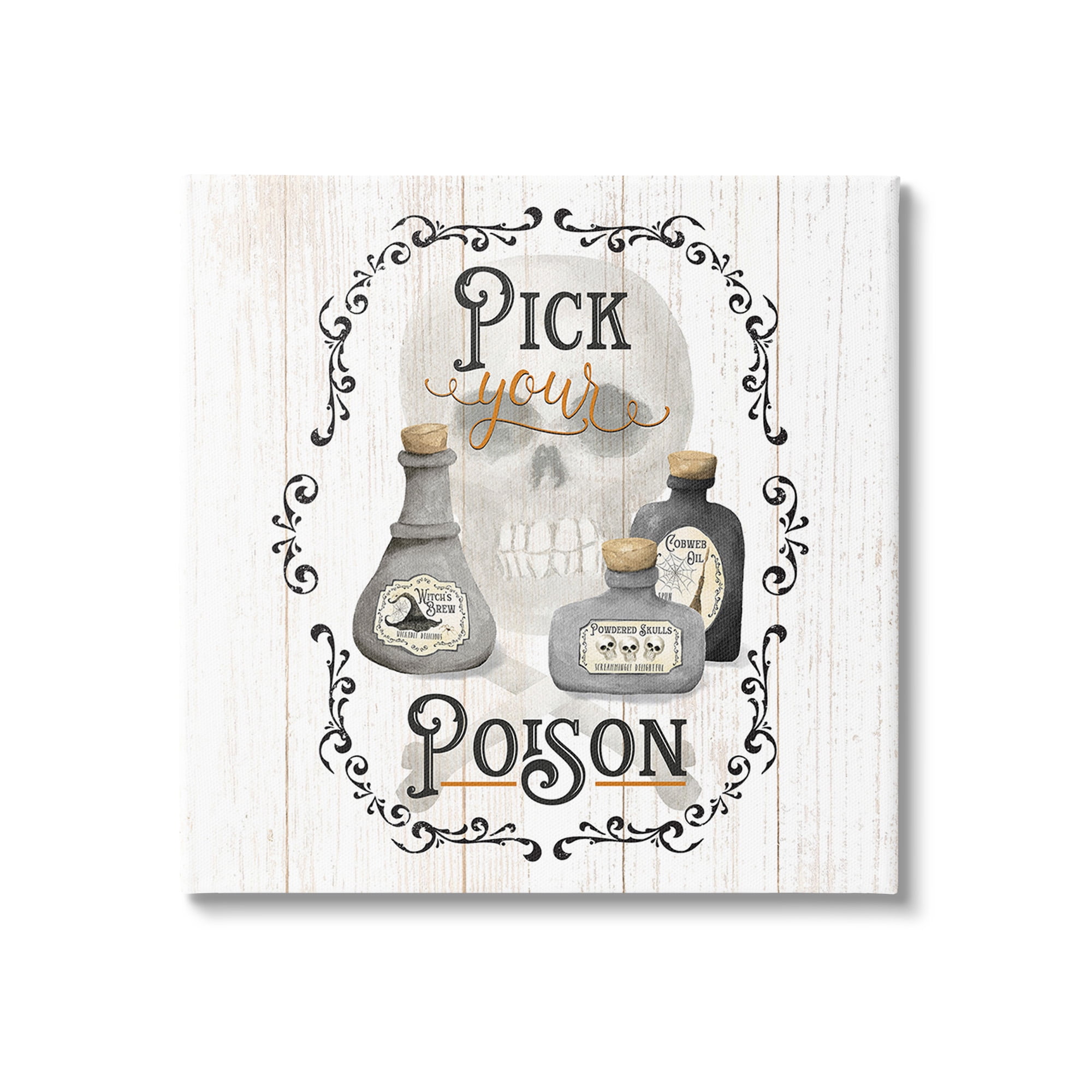 Stupell Industries Halloween Poison Jars Holiday Painting Gallery Wrapped Canvas Art Print Wall Art, 30 x 30