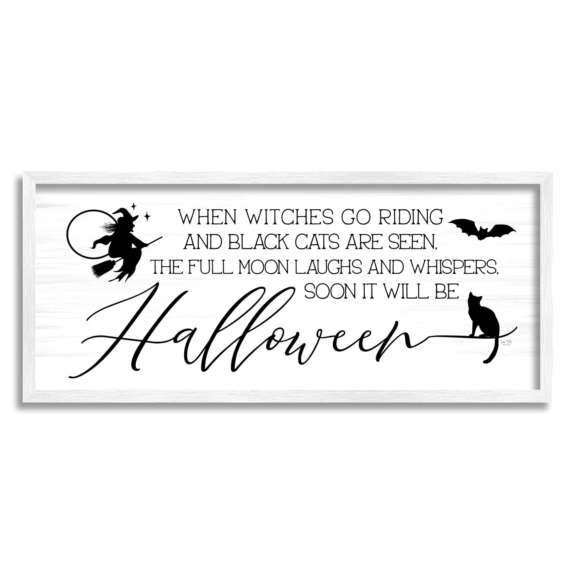 Stupell Industries Halloween Season Phrase Holiday Painting White Framed Art Print Wall Art, 24 x 10