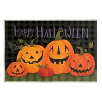 Stupell Industries Halloween Smiling Jack-o-Lanterns Holiday Painting Unframed Art Print Wall Art, 15 x 10