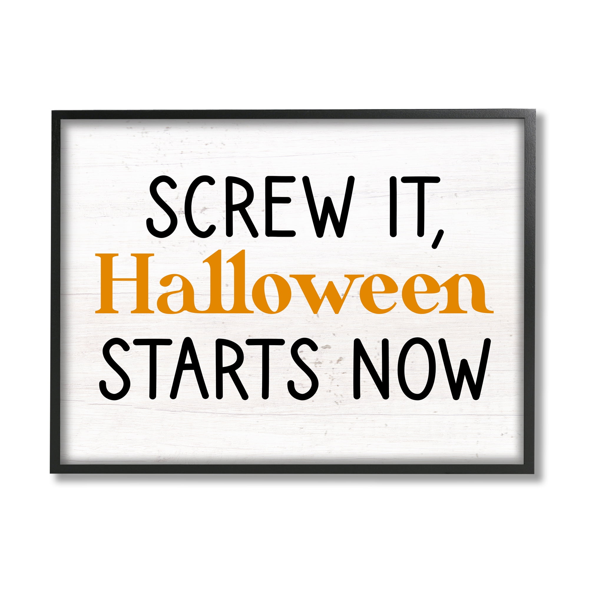 Stupell Industries Halloween Starts Now Phrase Holiday Painting Black Framed Art Print Wall Art, 14 x 11