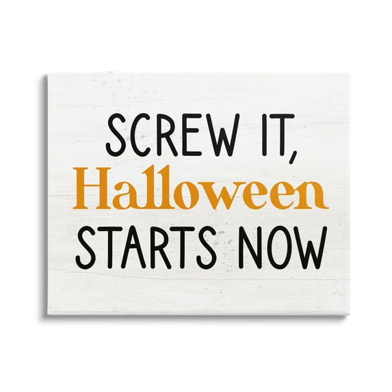 Stupell Industries Halloween Starts Now Phrase Holiday Painting Gallery Wrapped Canvas Art Print Wall Art, 40 x 30