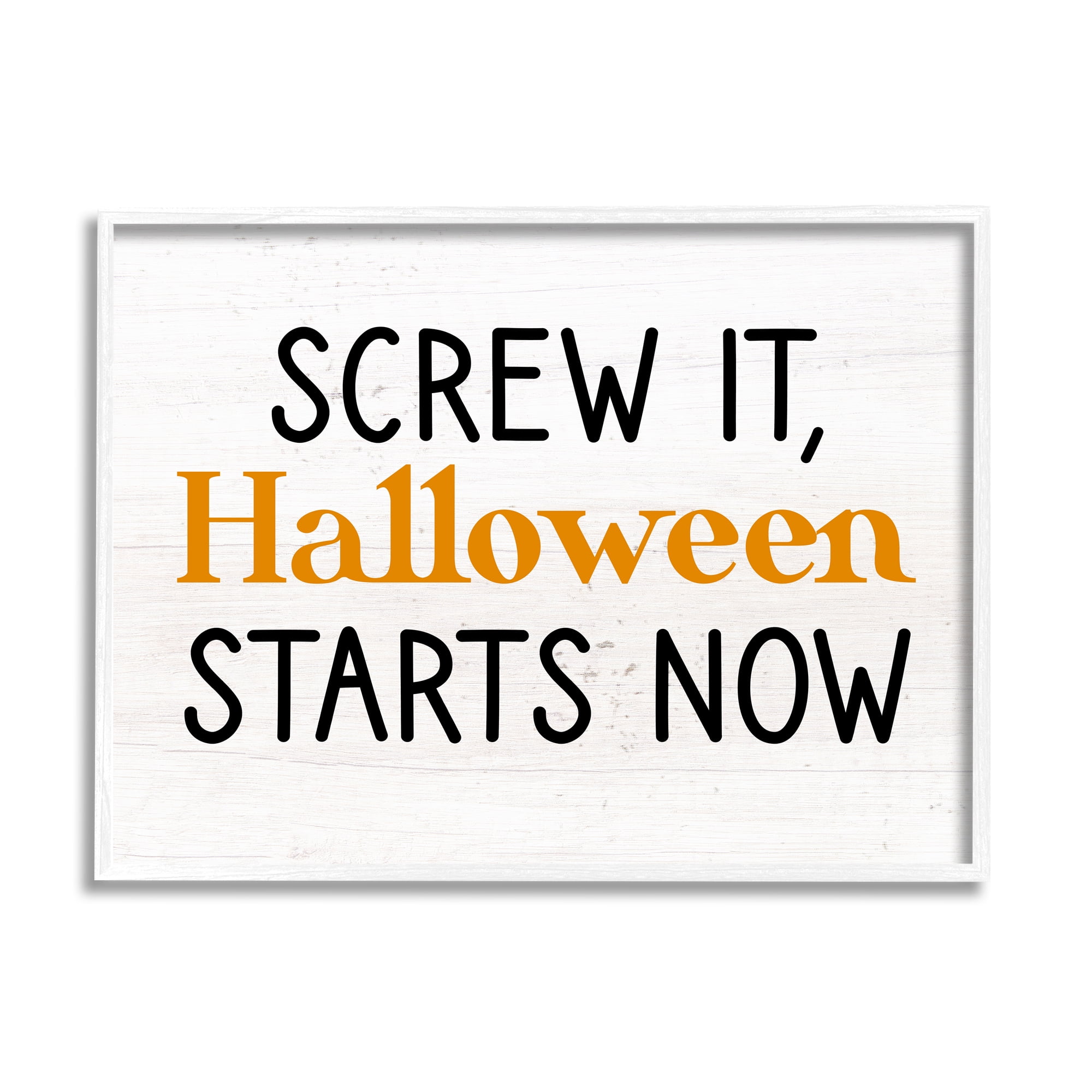 Stupell Industries Halloween Starts Now Phrase Holiday Painting White Framed Art Print Wall Art, 20 x 16
