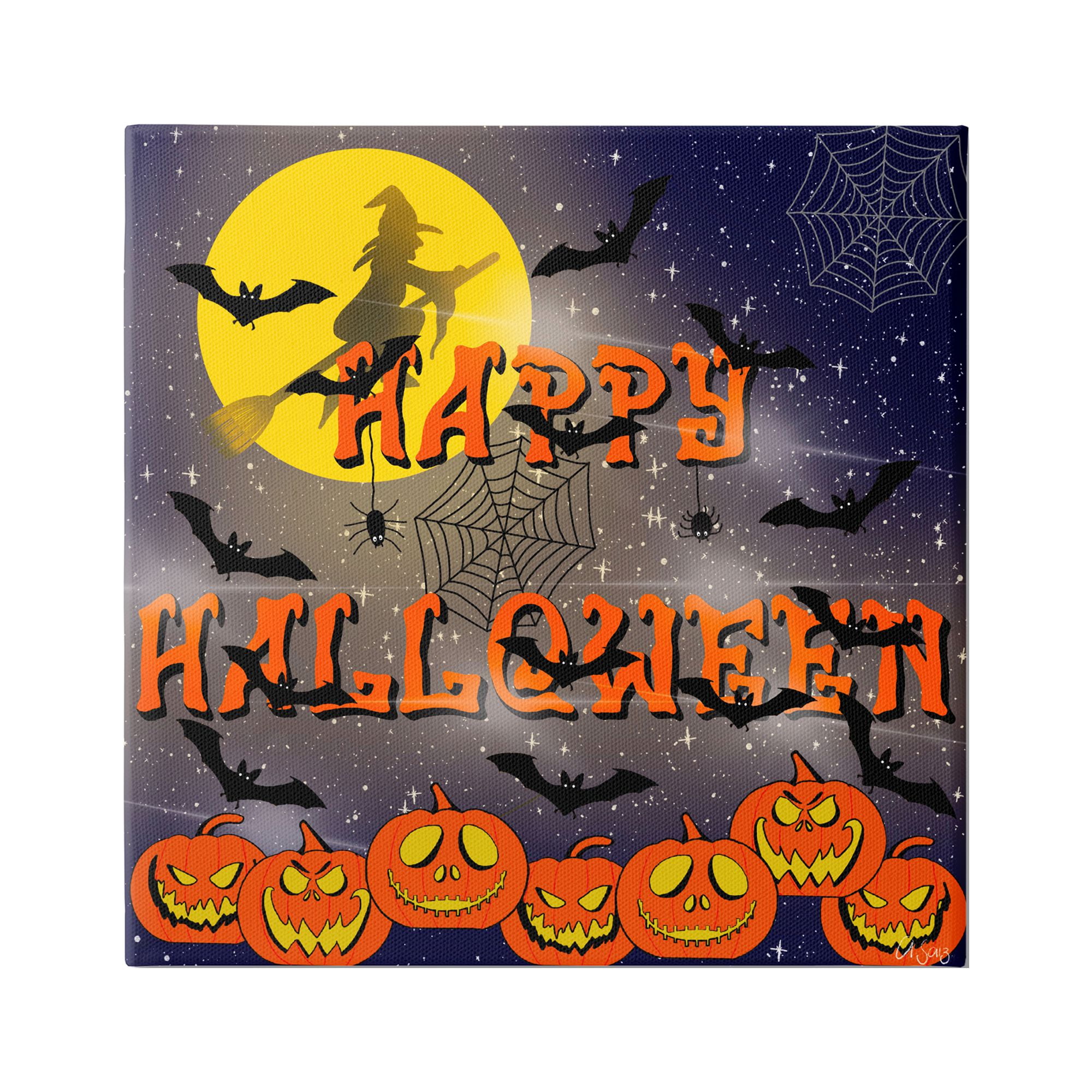 Stupell Industries Halloween Witch Scene Holiday Painting Gallery Wrapped Canvas Print Wall Art, 30 x 30