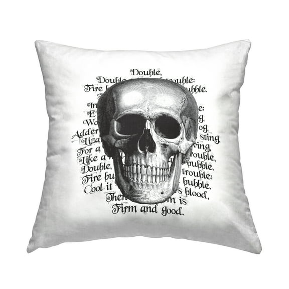 Stupell Industries Halloween Witch Spell Skull Phrase Square Decorative Printed Throw Pillow, 18 x 18,