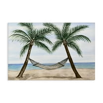 Stupell Industries Hammock Between Palms Landscape Painting Gallery Wrapped Canvas Art Print Wall Art, 24 x 16