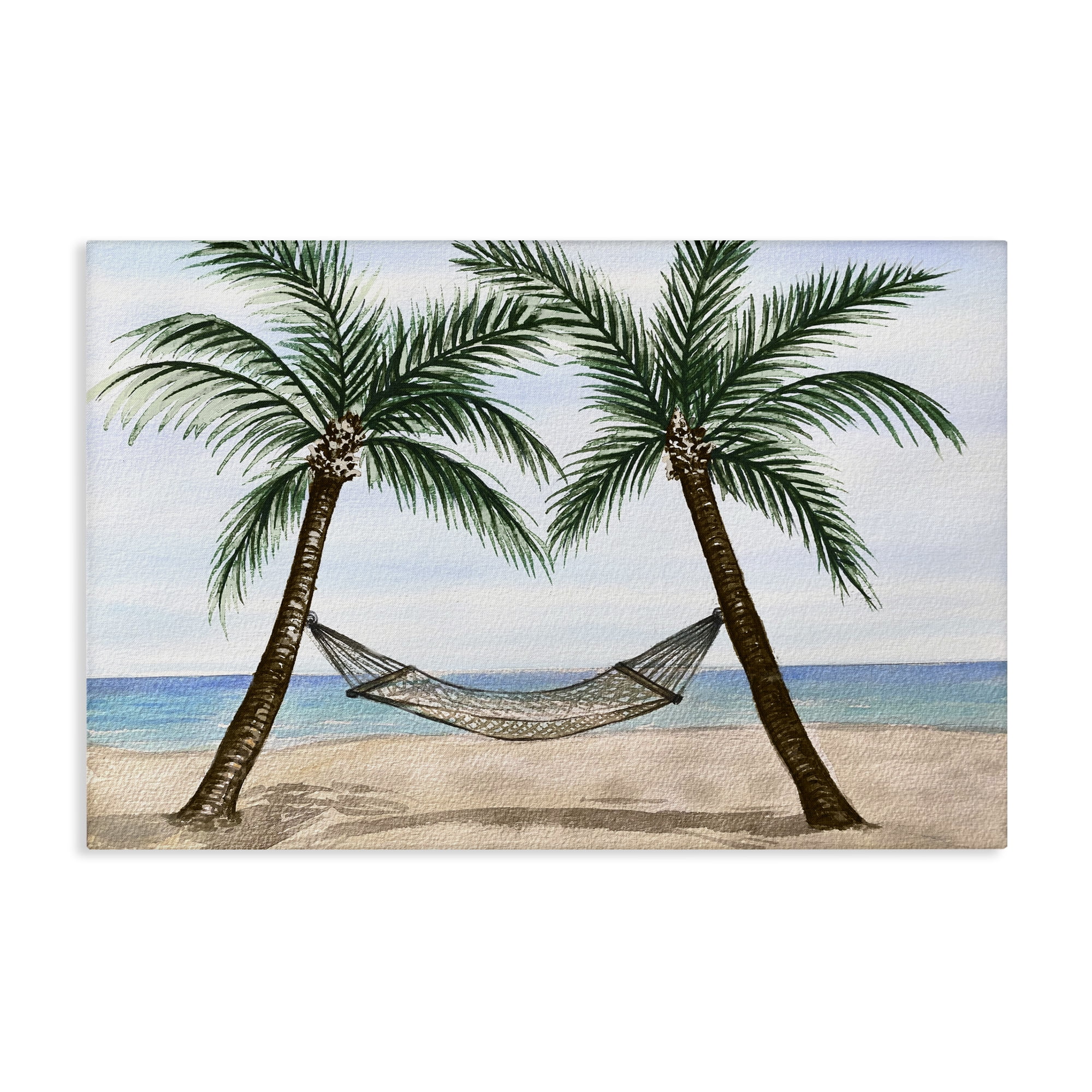 Stupell Industries Hammock Between Palms Landscape Painting Gallery Wrapped Canvas Art Print Wall Art, 30 x 20
