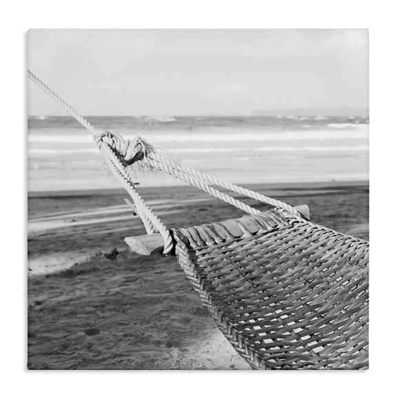Stupell Industries Hammock Lounging by Shore Nautical & Beach Photography Wrapped Canvas Art Print Wall Art, 17 x 17