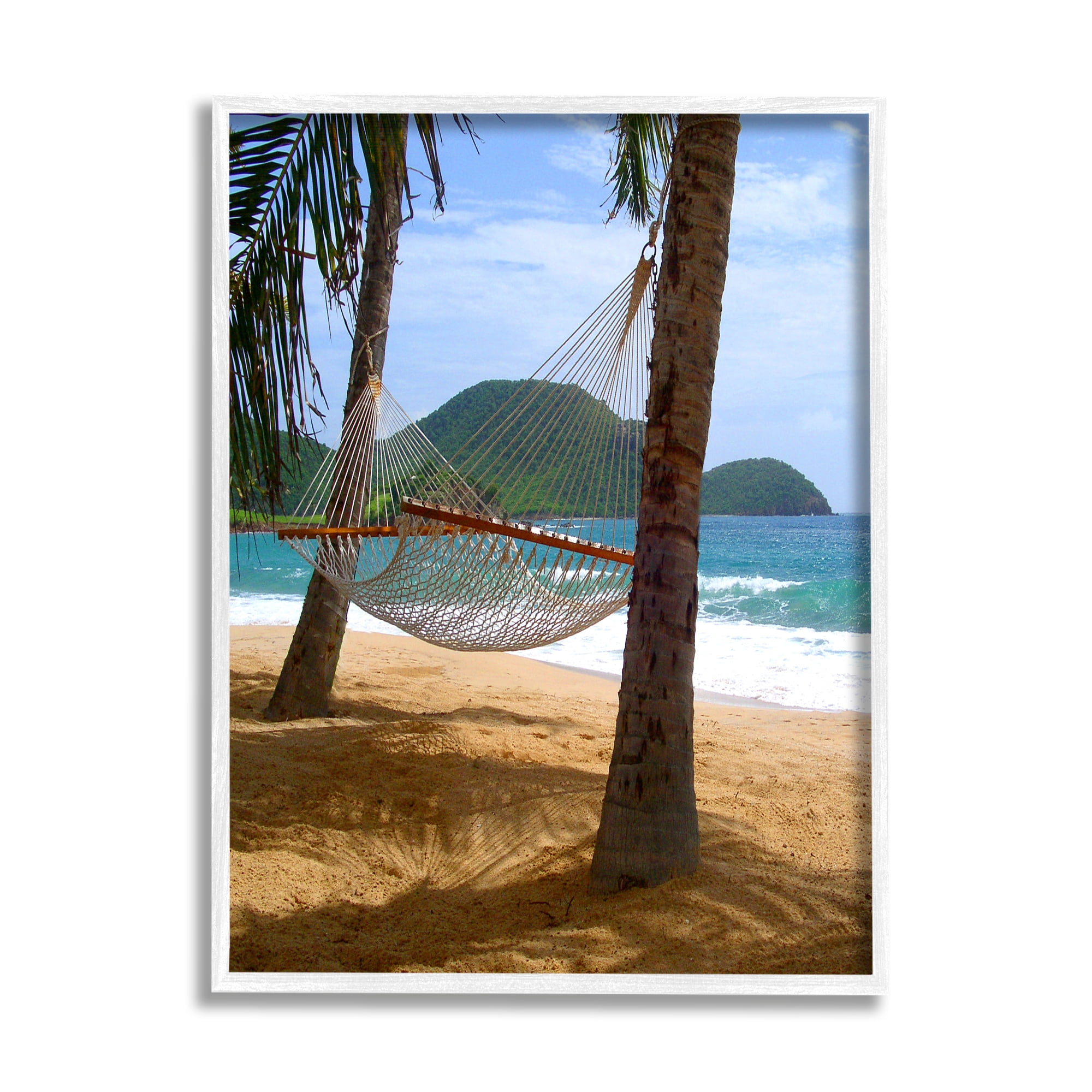 Stupell Industries Hammock on Palm Trees Nature Photography White Framed Art Print Wall Art, 16 x 20