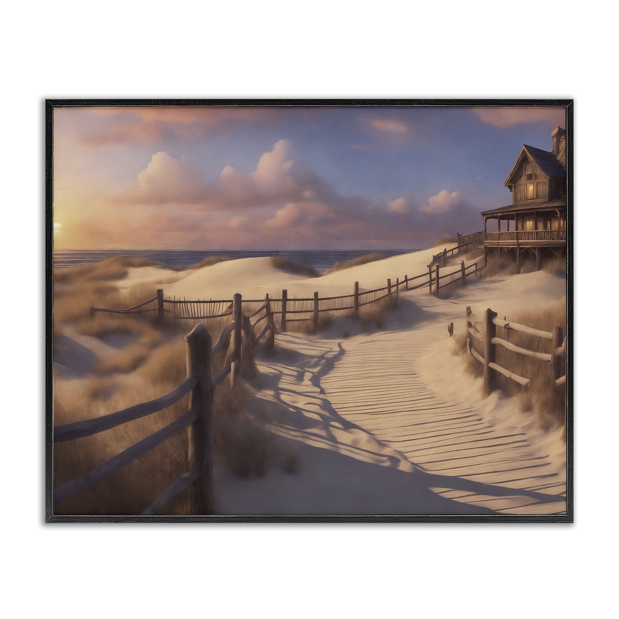 Stupell Industries Hampton Dunes Landscape Nautical & Beach Painting Black Framed Art Print Wall Art, 20 x 16