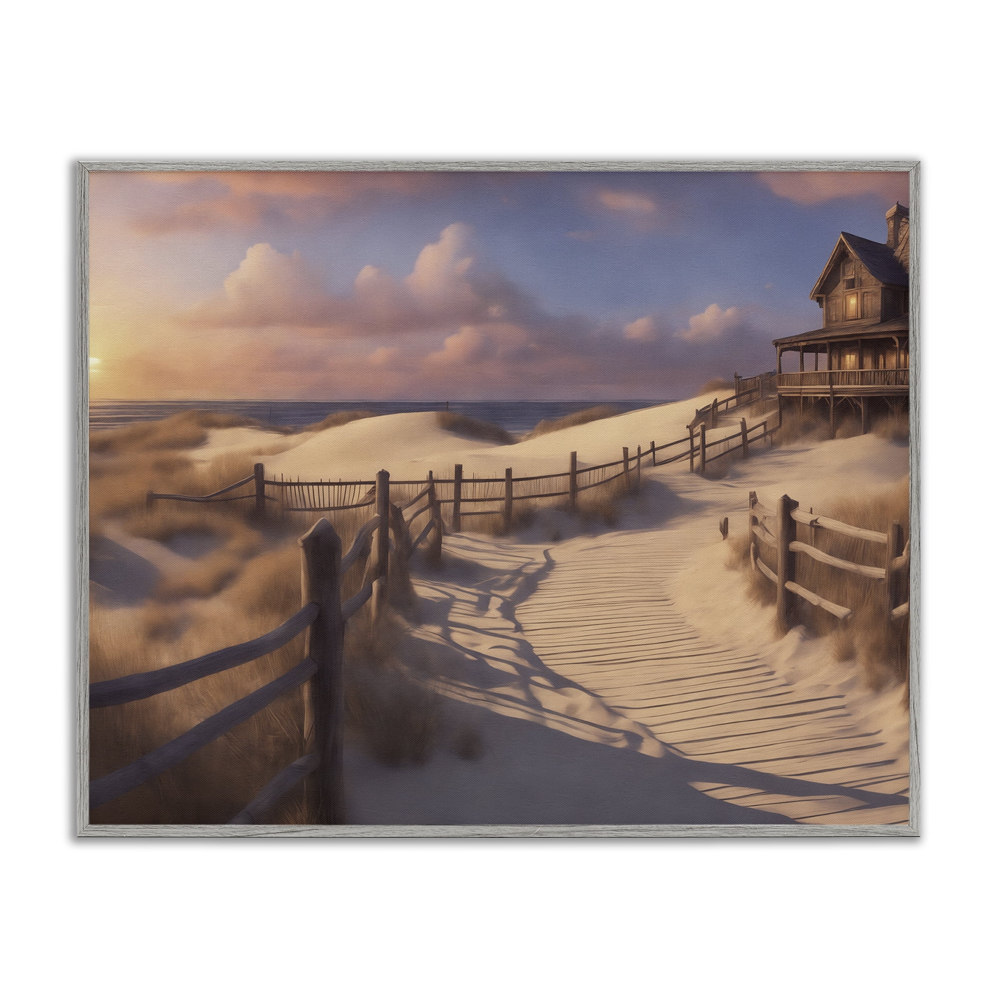 Stupell Industries Hampton Dunes Landscape Nautical & Beach Painting Gray Framed Art Print Wall Art, 20 x 16