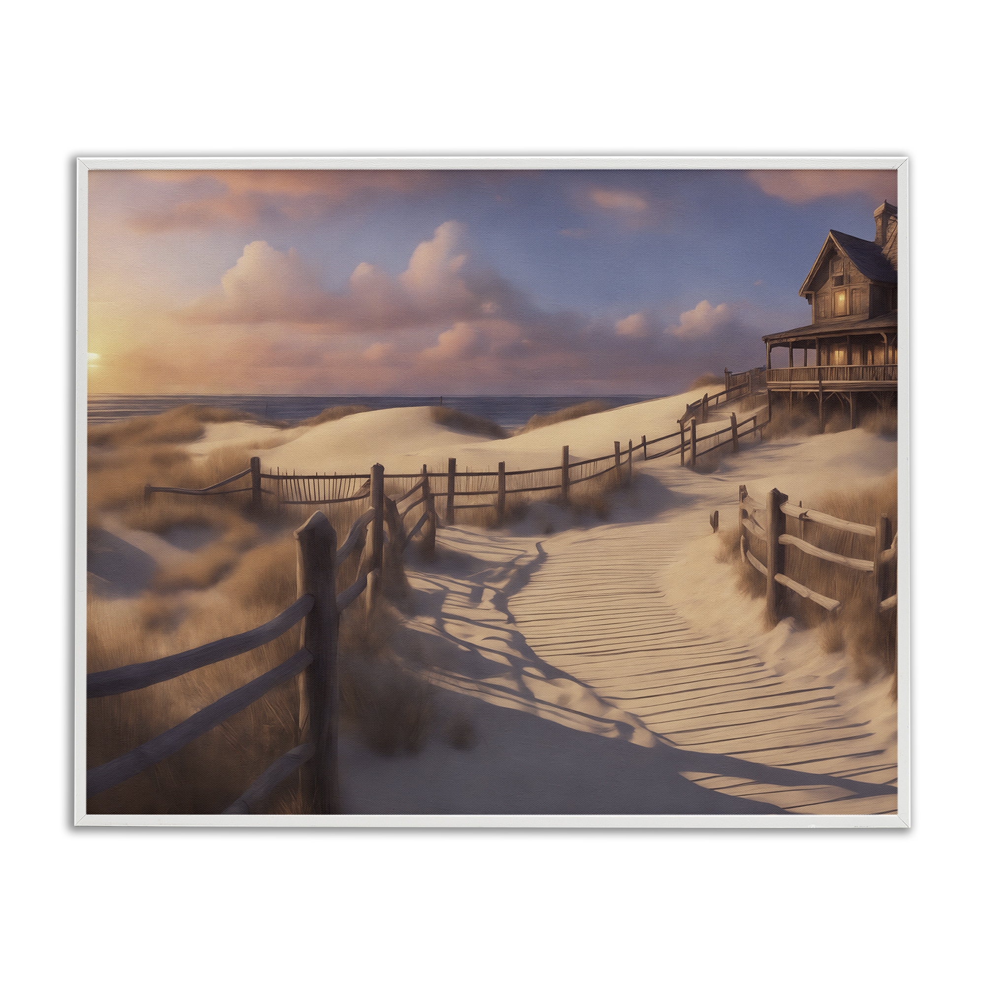 Stupell Industries Hampton Dunes Landscape Nautical & Beach Painting White Framed Art Print Wall Art, 30 x 24