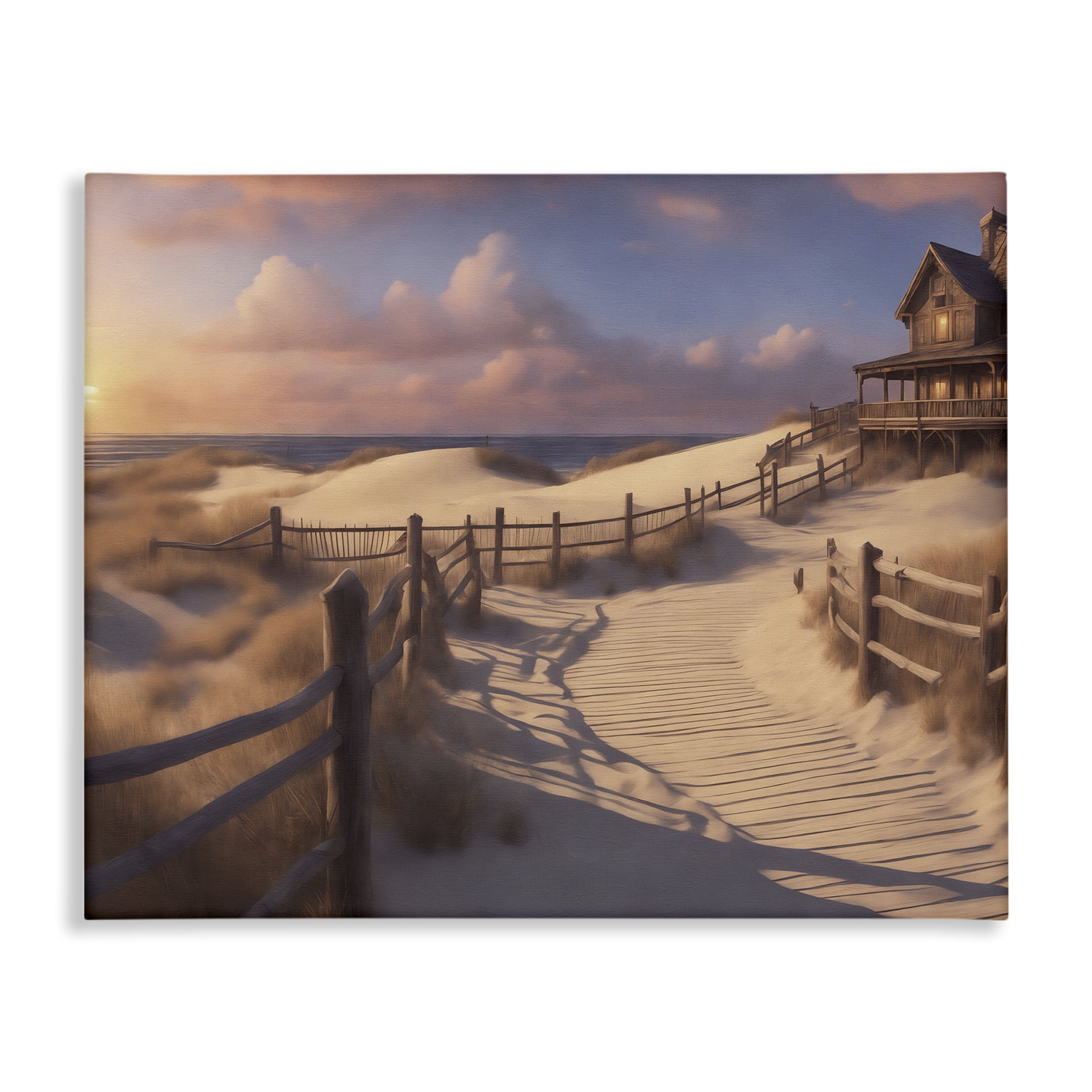 Stupell Industries Hampton Dunes Landscape Nautical & Beach Painting Wrapped Canvas Art Print Wall Art, 20 x 16