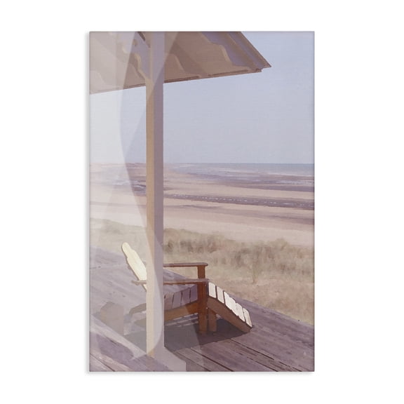 Stupell Industries Hamptons Beach House Landscape Painting Gallery Wrapped Canvas Art Print Wall Art, 24 x 36