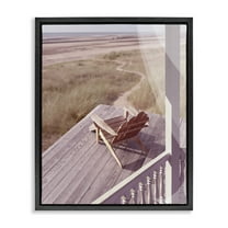 Stupell Industries Hamptons Beach Porch Landscape Painting Black Floater Framed Canvas Art Print Wall Art, 17 x 21