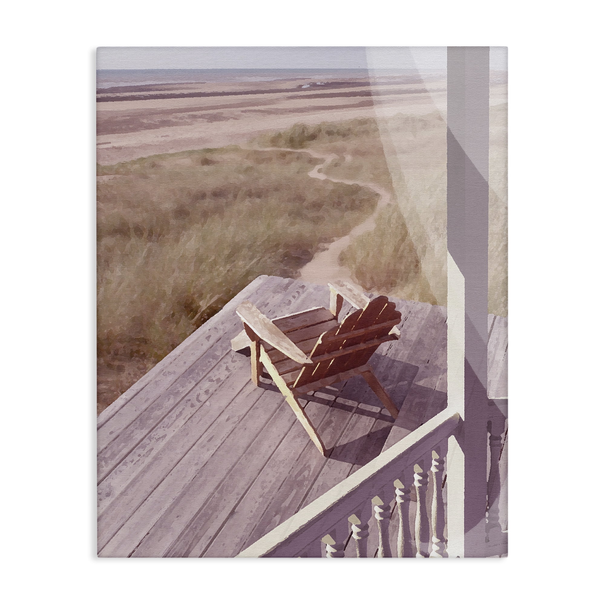 Stupell Industries Hamptons Beach Porch Landscape Painting Gallery Wrapped Canvas Art Print Wall Art, 36 x 48
