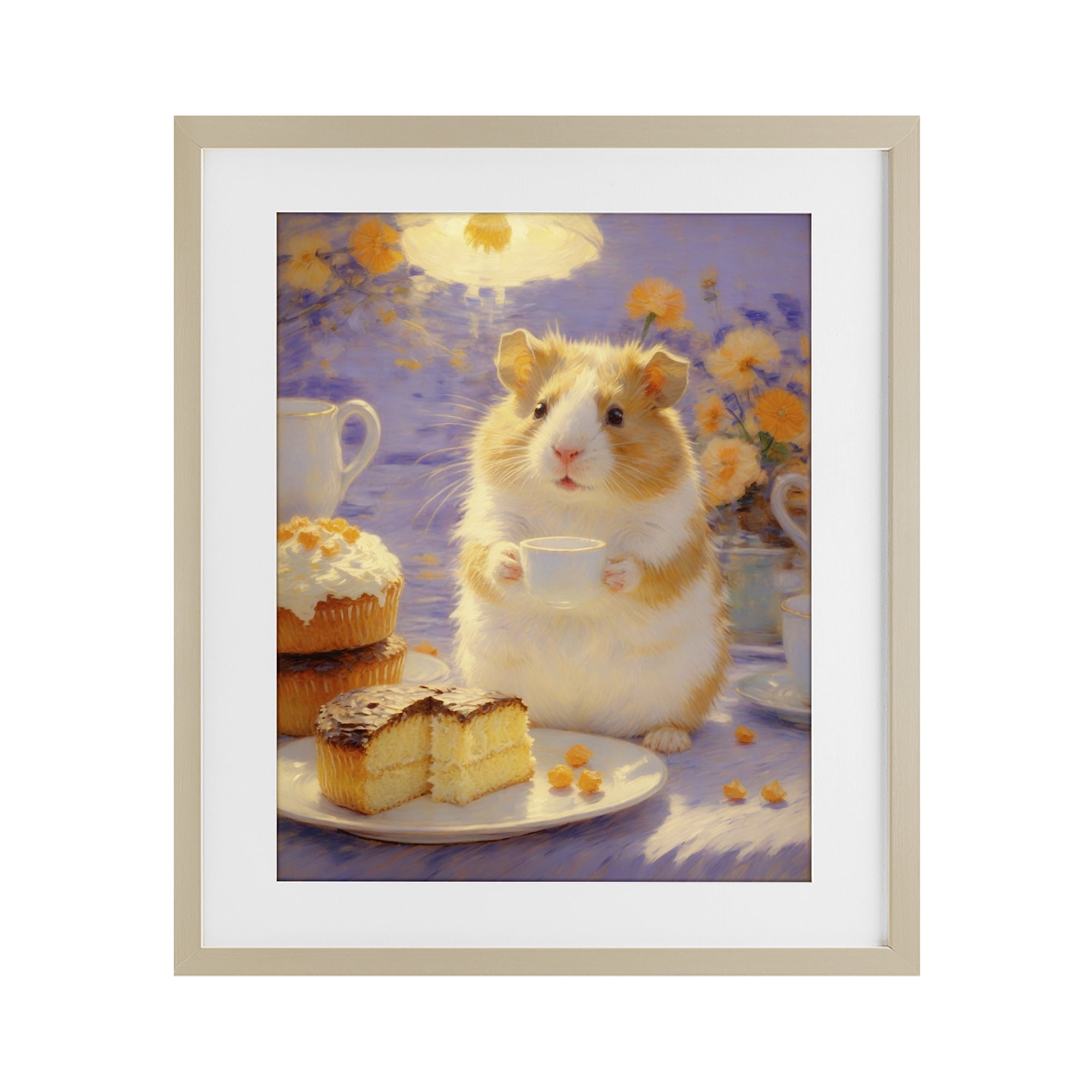 Stupell Industries Hamster Tea Party with Cake Birch Framed Print Under Glass, design by Angie Hawke