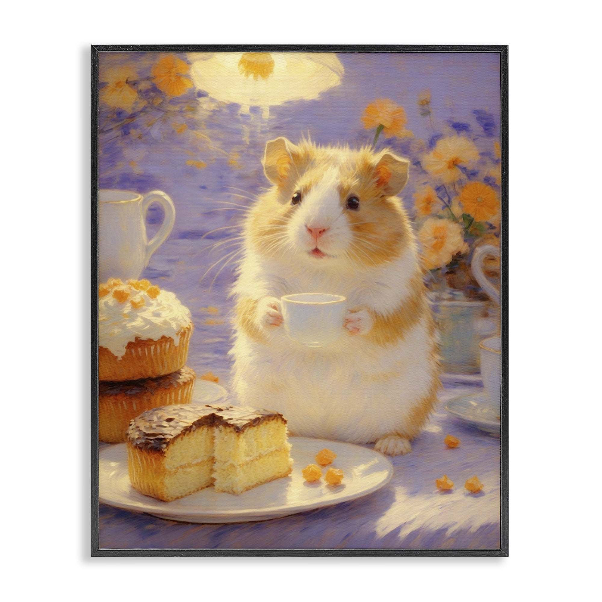 Stupell Industries Hamster Tea Party with Cake Black Framed Giclee Art, design by Angie Hawke