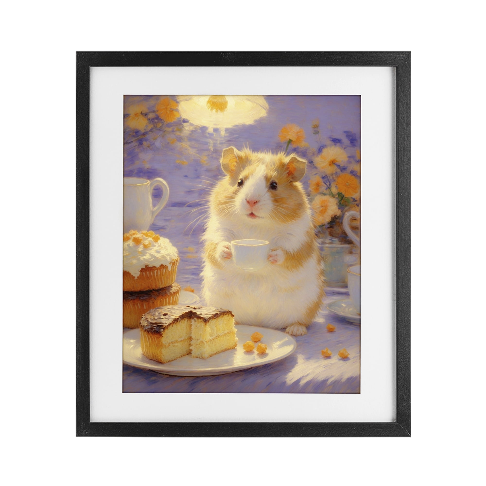 Stupell Industries Hamster Tea Party with Cake Black Framed Print Under Glass, design by Angie Hawke