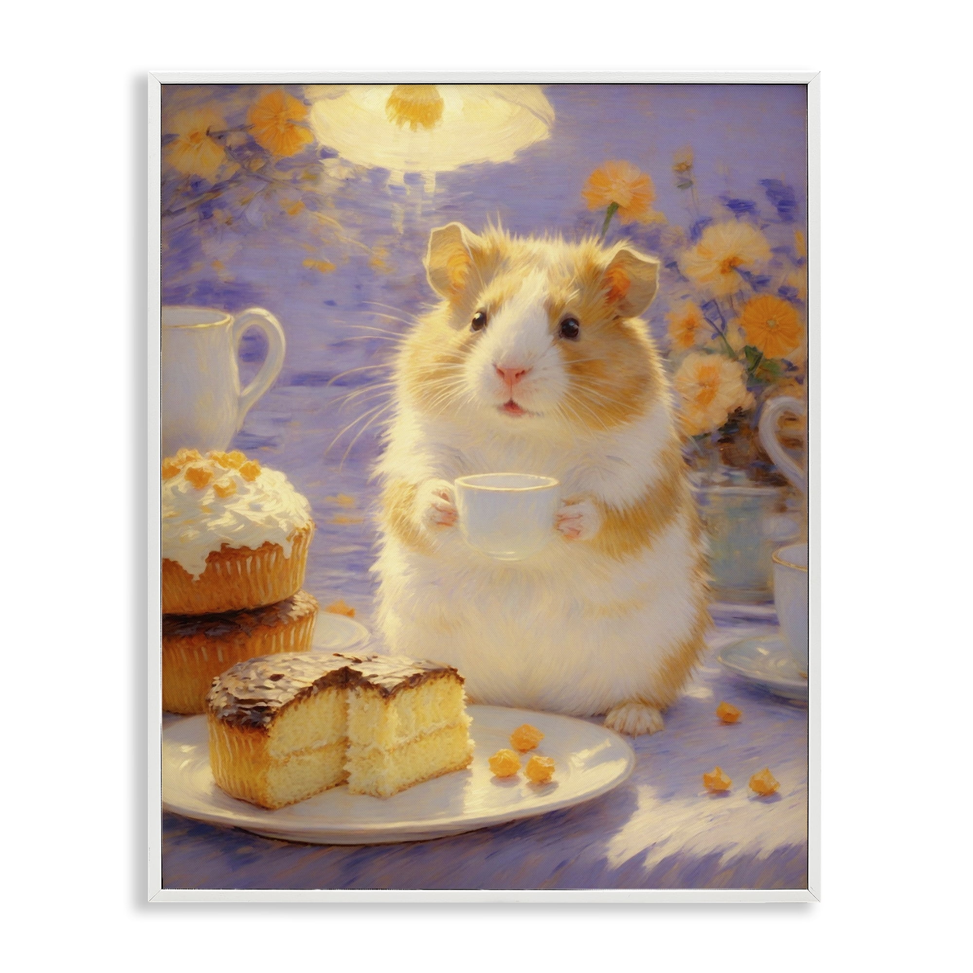 Stupell Industries Hamster Tea Party with Cake White Framed Giclee Art, design by Angie Hawke